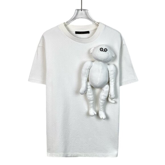 Louis Vuitton White T-Shirt With 3D Monkey Design For Adults - Picture 1 of 7